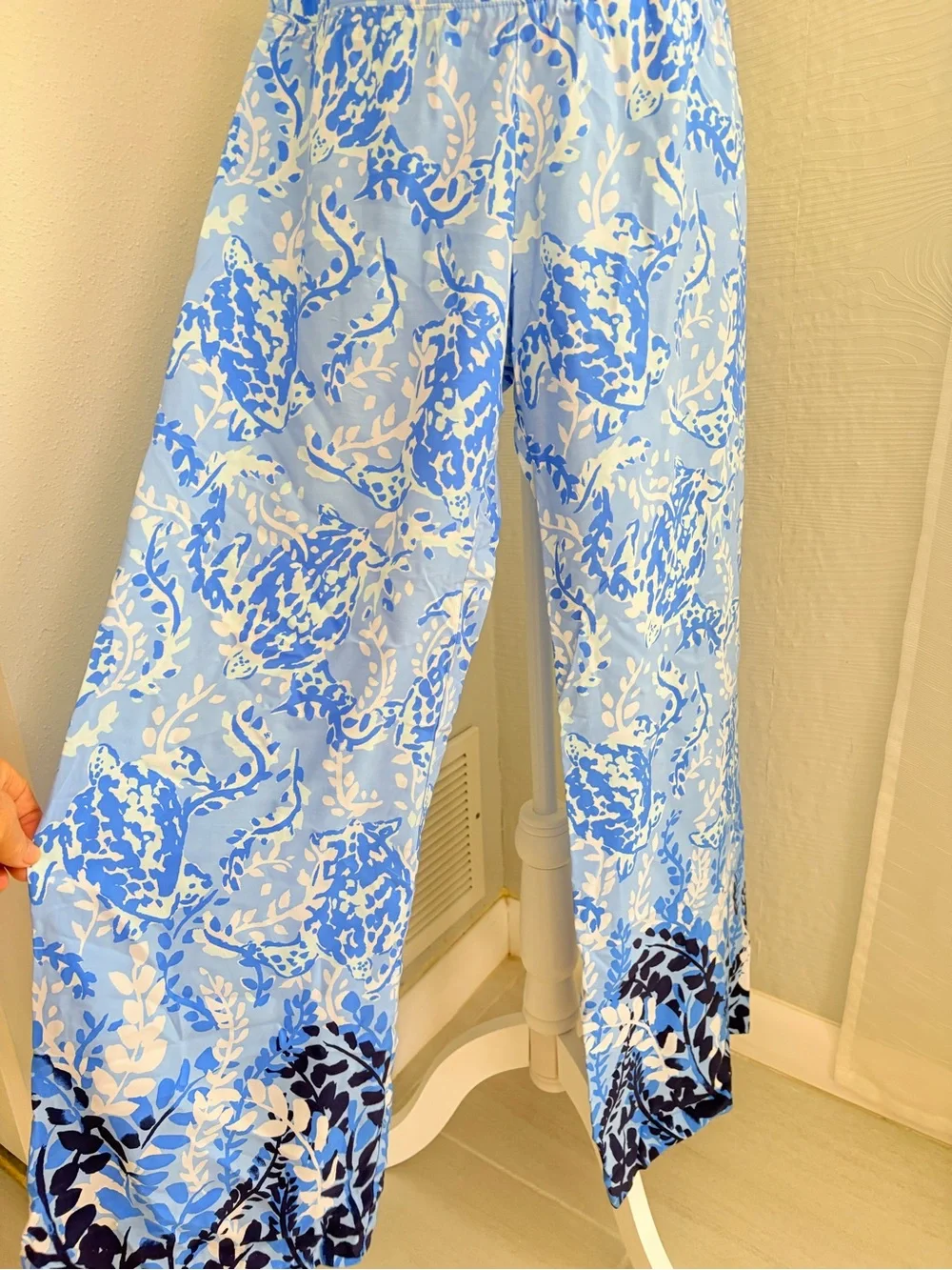 Lilly Pulitzer Sky Blue Printed Wide-Leg Pants